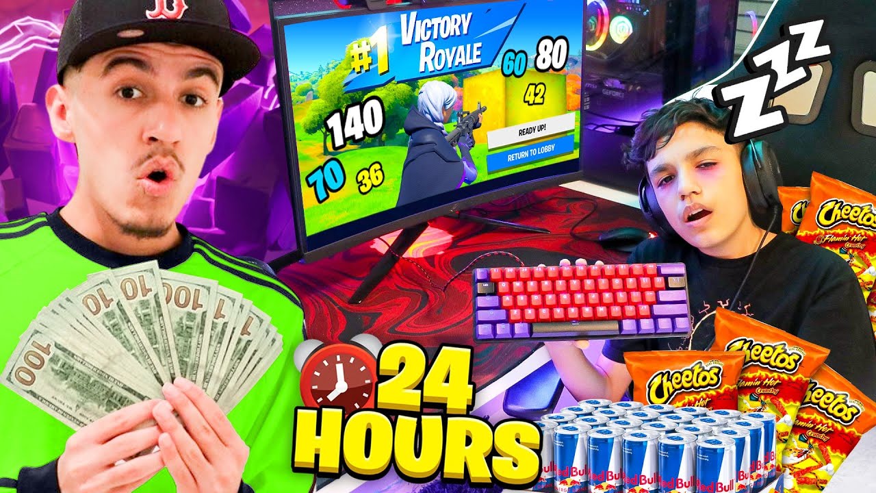 I Paid My Little Brother $1,000 To Play Fortnite Season 8 For 24 Hours!