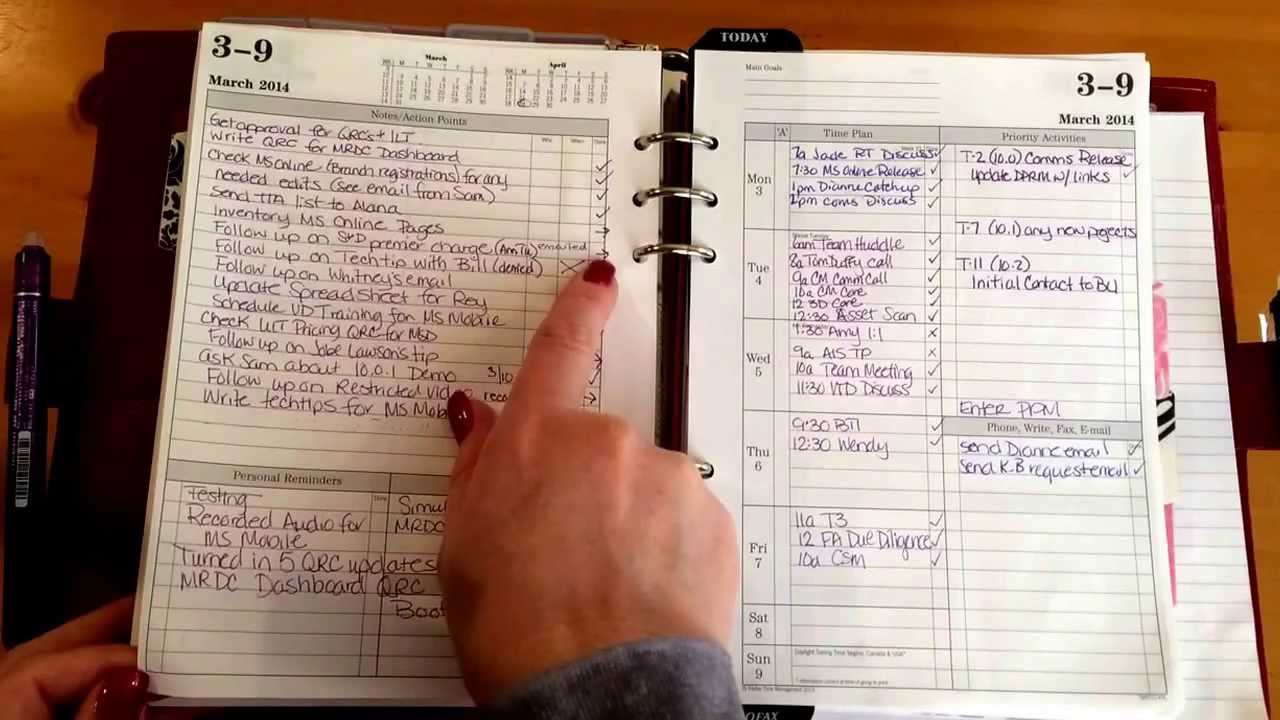 Filofax Time Management A5 inserts in my A5 Red Finchley