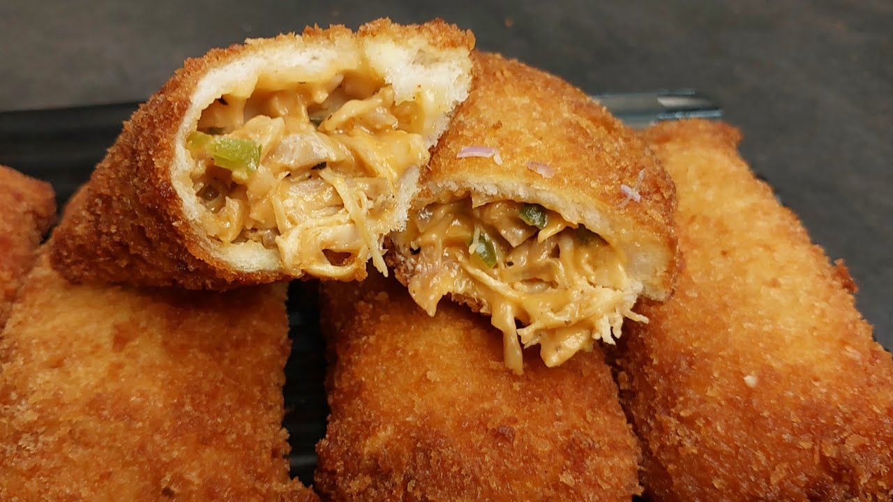 Crispy Cheesy Chicken Pockets - Chicken Bread Pockets