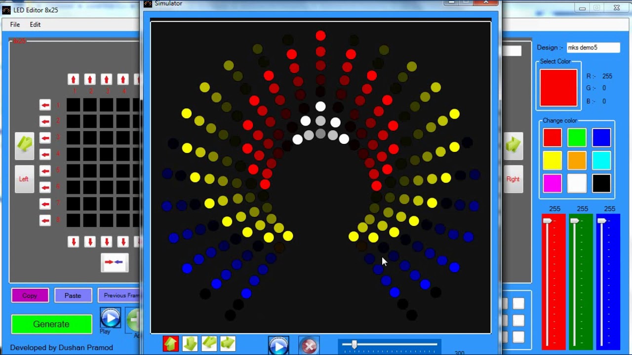 RGB Pixel Led Chakra Design using Pixel led 8x25 Software