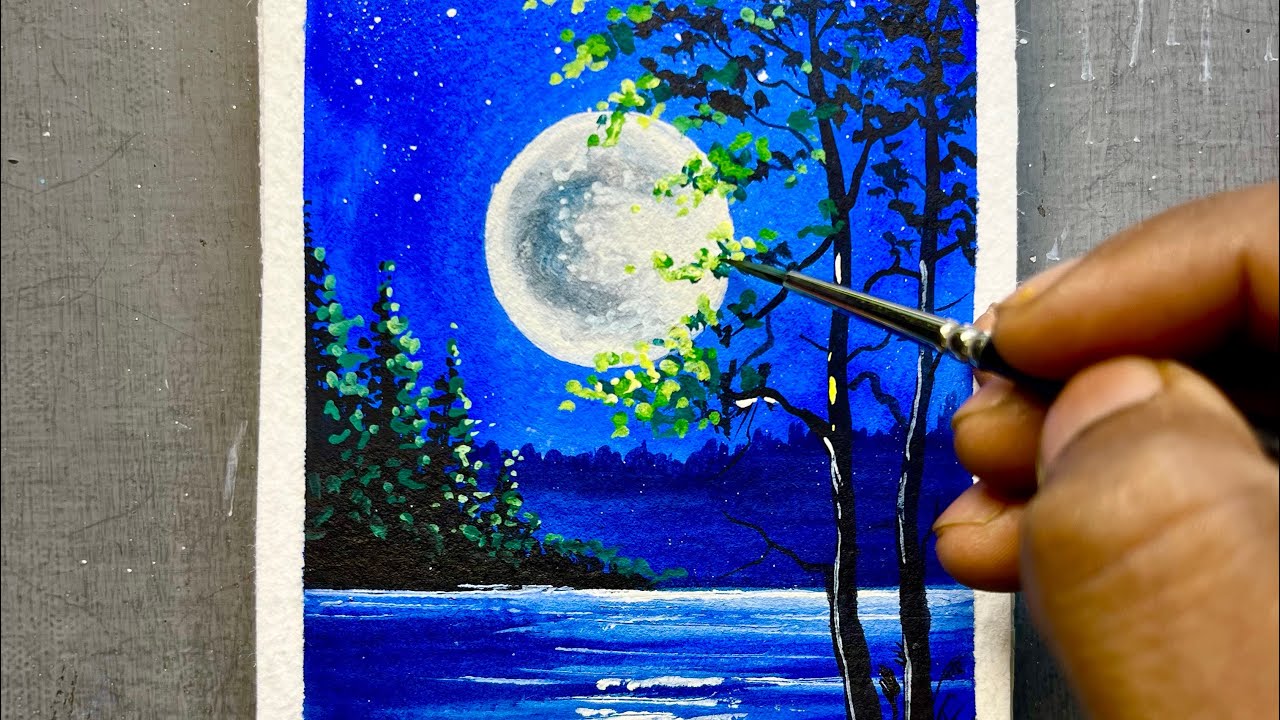 Calm Moonlight River | Night Landscape Painting