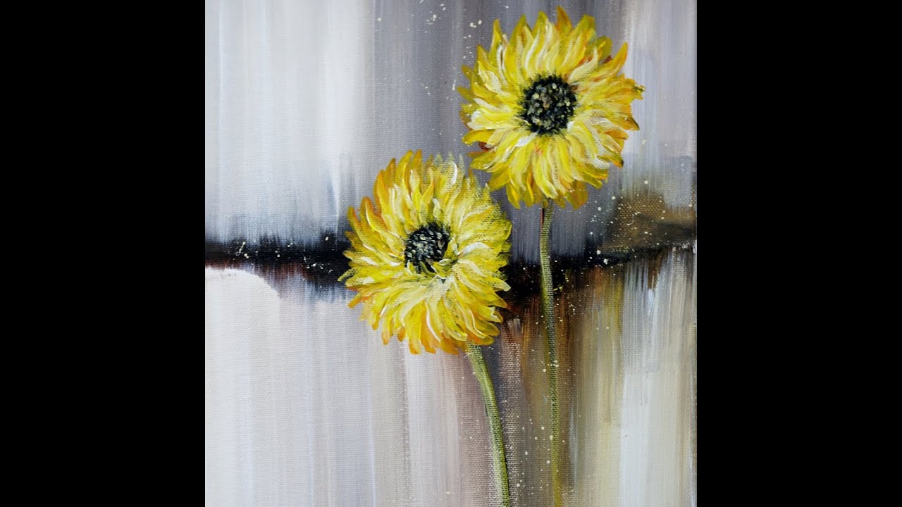 Easy Acrylic Painting Sunflowers/Einfach Malen Sonnenblumen/Acrylfarben/V319