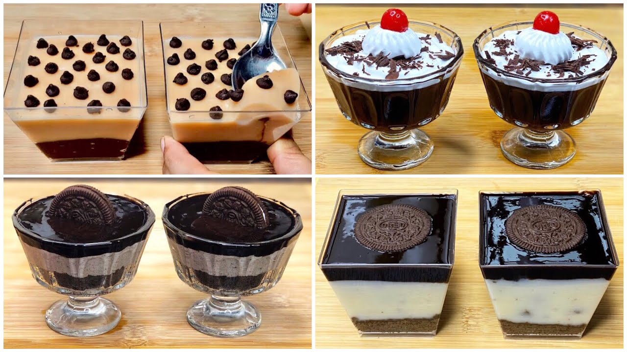 4 Easy Dessert Recipes | Chocolate Caramel Dessert | Oreo Dessert | Black Forest Dessert | Pudding