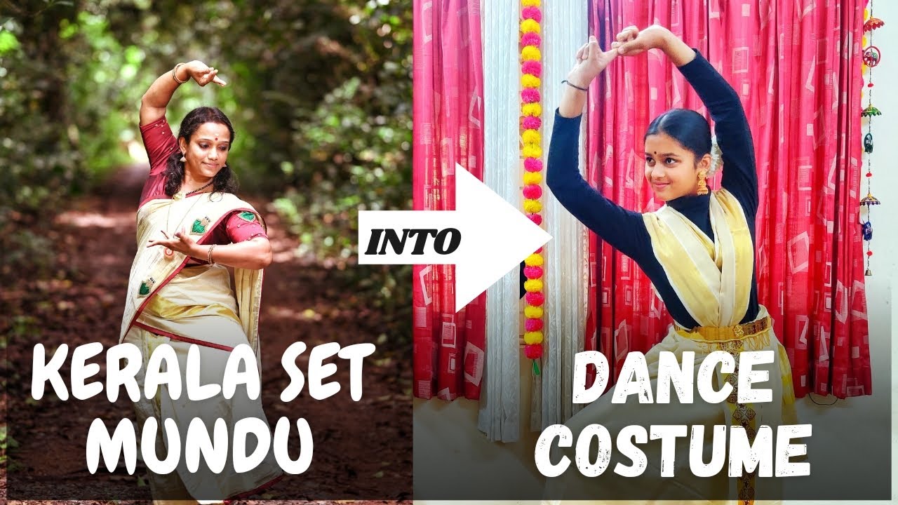 🌼 convert kerala set mundu 👉 dance costume | 4 styles #bharathanatyam #dance#viral #dancecostume