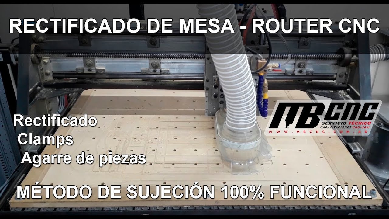 Explicación sobre Mesas de Routers CNC; Rectificado, Clamps y Sujecion de piezas