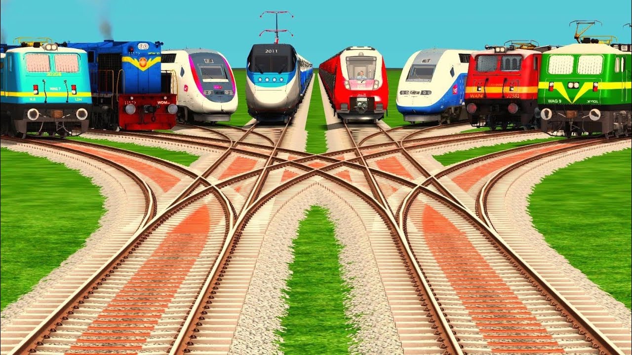 Train Crossing Game At Realistic Railroads Track ll Indian Express Train Crossing ll train cartoon 