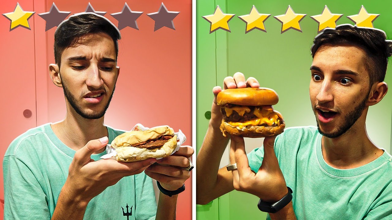 HAMBURGUER 1 ESTRELA vs. HAMBURGUER 5 ESTRELAS DO APLICATIVO!! QUE DECEPÇÃO...