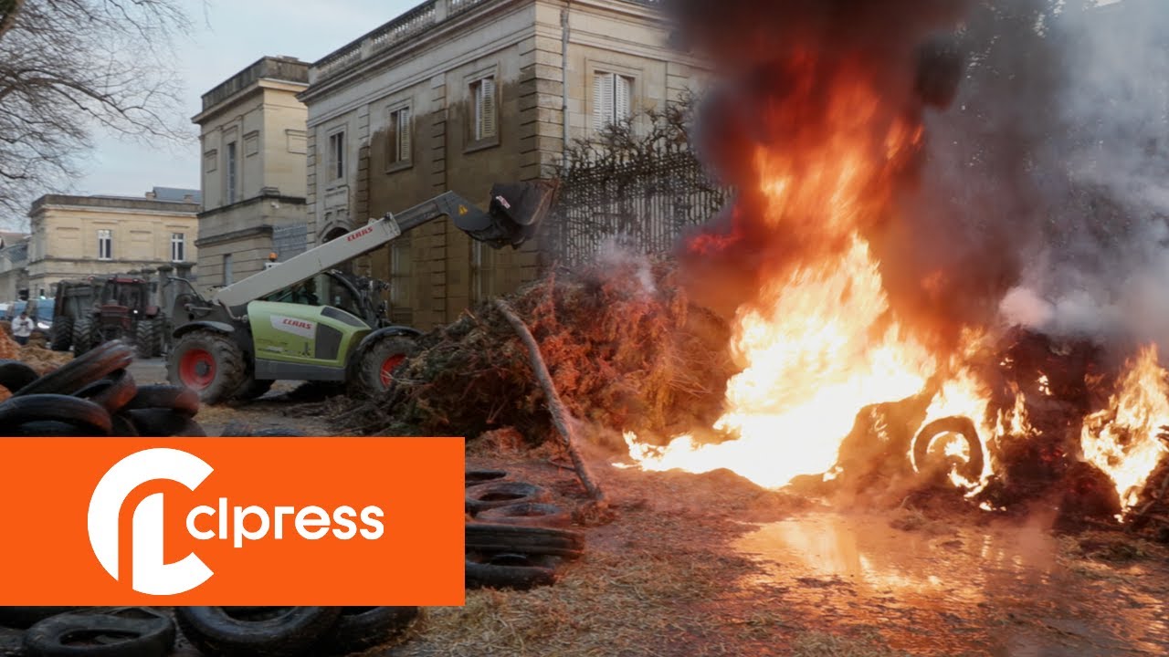 Agriculteurs : la prefecture prise pour cible (24 janvier 2024, Agen, France)