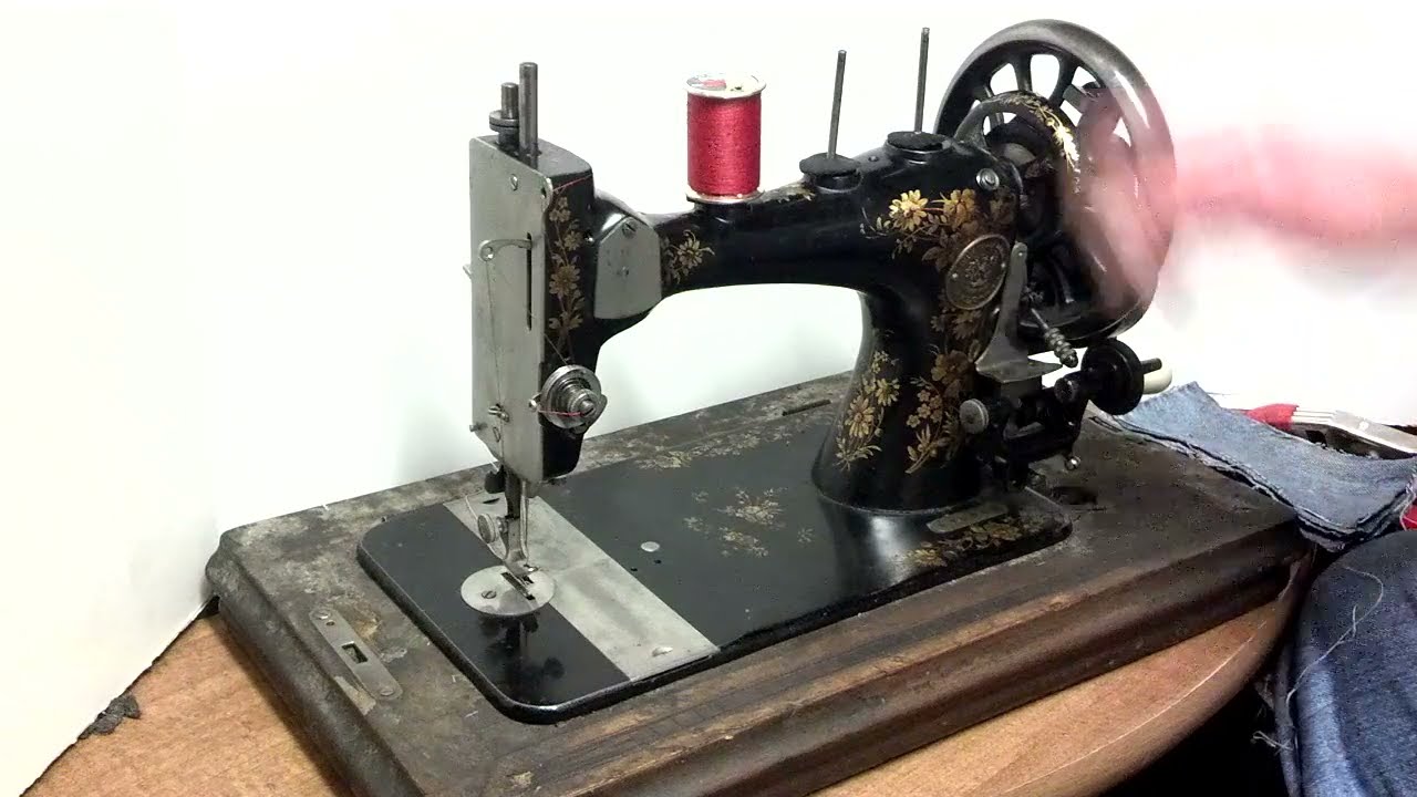 Serviced Rare Antique Clemens Muller Dresden Hand Crank Treadle Floral Sewing Machine 870769