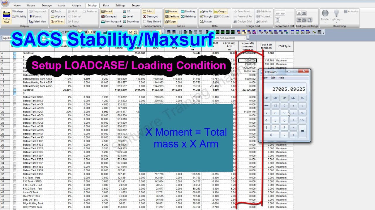 How to create and setup a Loadcase in SACS Stability (Maxsurf) software