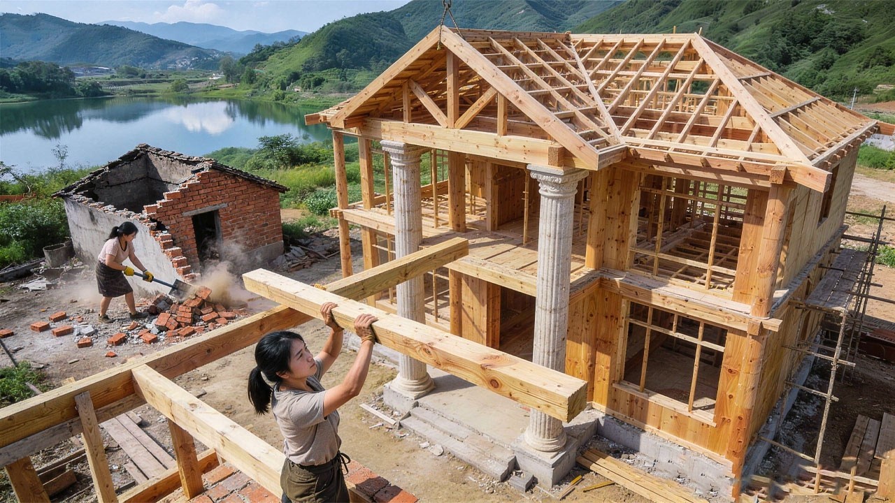 Talented Young Woman Demolishes Old House and Builds Her Dream Luxury Villa from Scratch