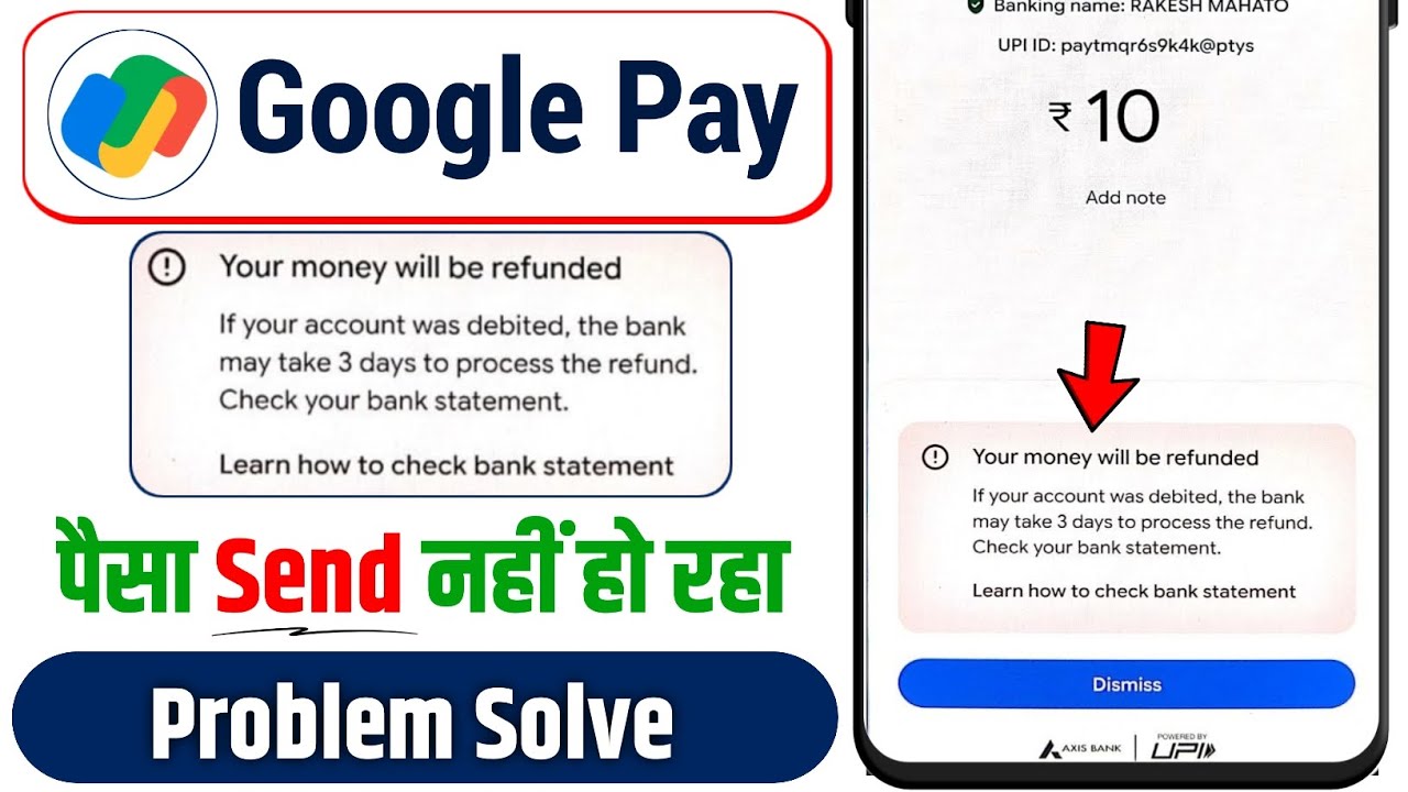 Google Pay Payment Failed? Your Money Will Be Refunded Problem Fix GPay Se Paise Transfer Nahi Ho Ra