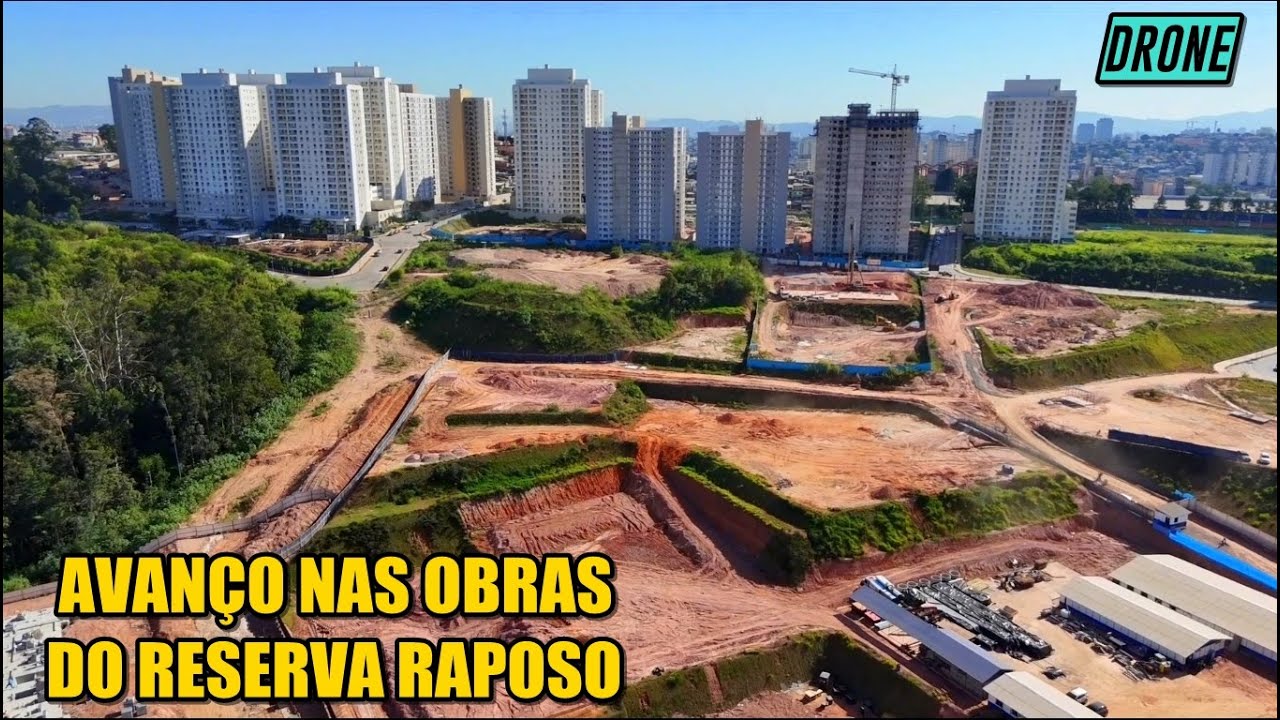 Drone mostra as obras do maior empreendimento de interesse social do Brasil: o Reserva Raposo - SP