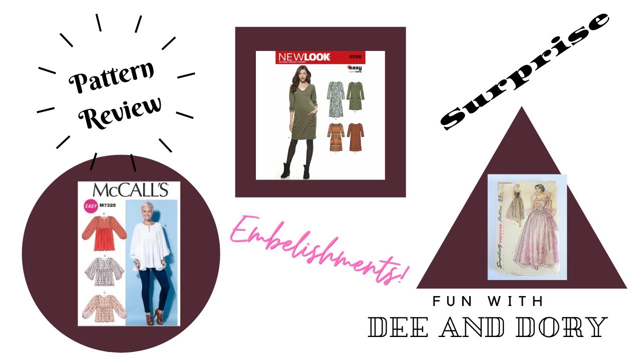 Pattern Review with embellishments McCalls 7325, New Look 6298, ep91