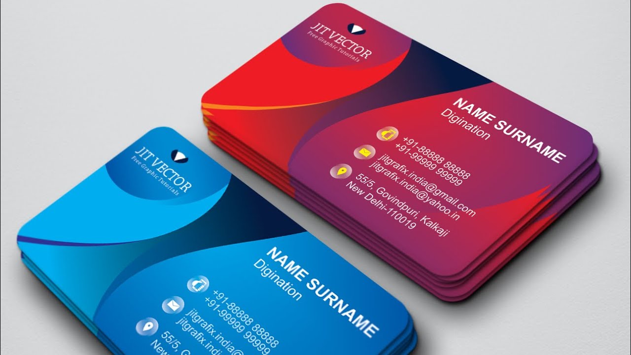 Professional Colorfull #Vector Business Card Design in Coreldraw~Wavy stylish Visiting Card Tutorial