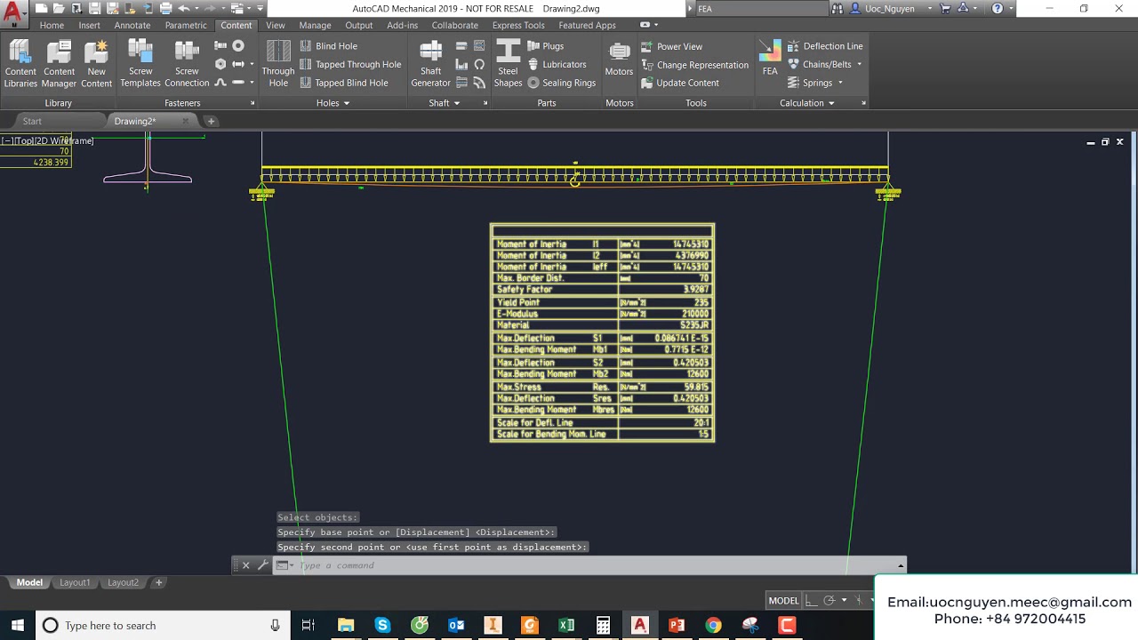AutoCAD Mechanical 2019 Stress & Bending moment