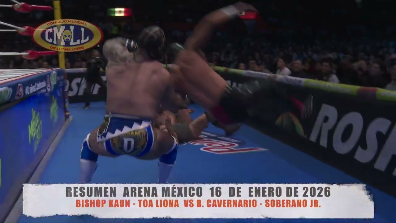 CMLL - BISHOP KAUN - TOA LIONA  VS B. CAVERNARIO - SOBERANO JR. / ARENA M&Eacute;XICO / 16-01-26