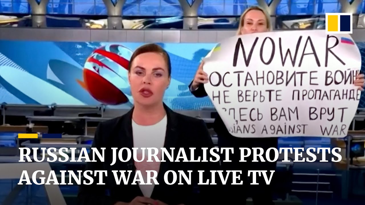 Russian journalist protests against Ukraine war on live TV - and is detained
