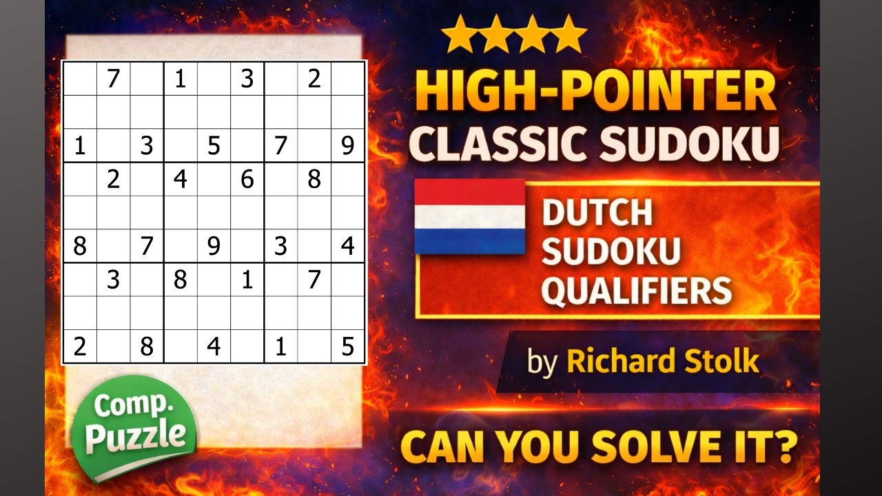 High Pointer Classic Sudoku | Dutch Sudoku Qualifiers solve !