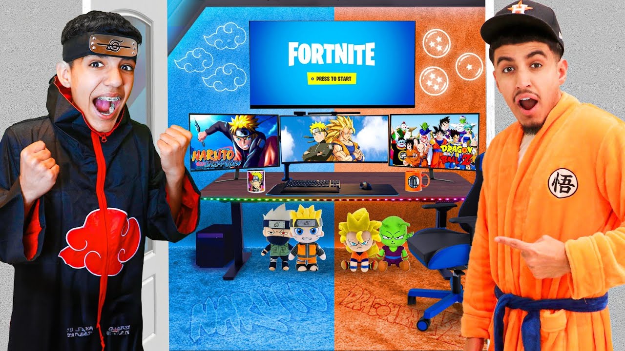 Who Can Build The Best ANIME Gaming Setup! (Naruto vs Dragon Ball)