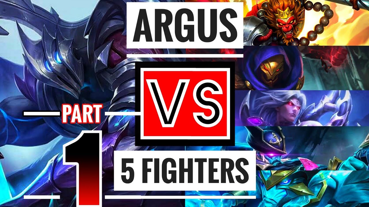 ARGUS VS 5 FIGHTERS | SUN  ALDOUS  MARTIS  ROGER  ALPHA | WHO WILL WIN | MOBILE LEGENDS BANG BANG