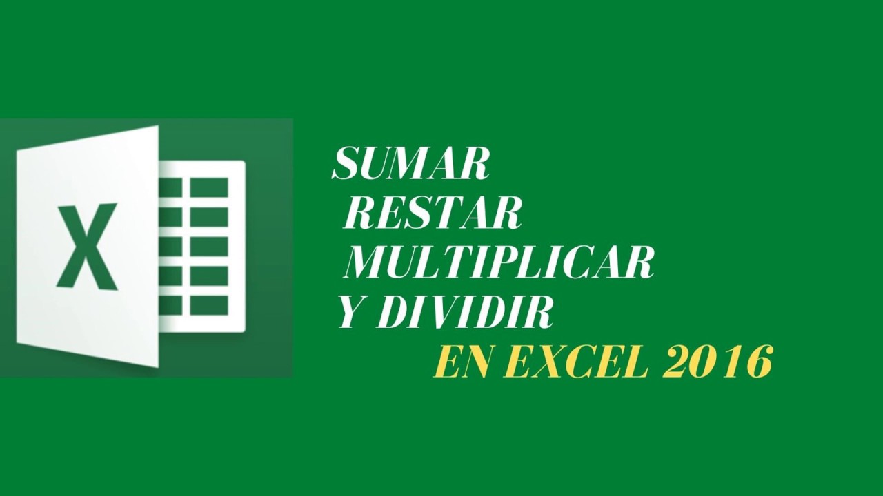 como sumar restar multiplicar y dividir  horizontal y vertical en EXCEL 2016 (2020)