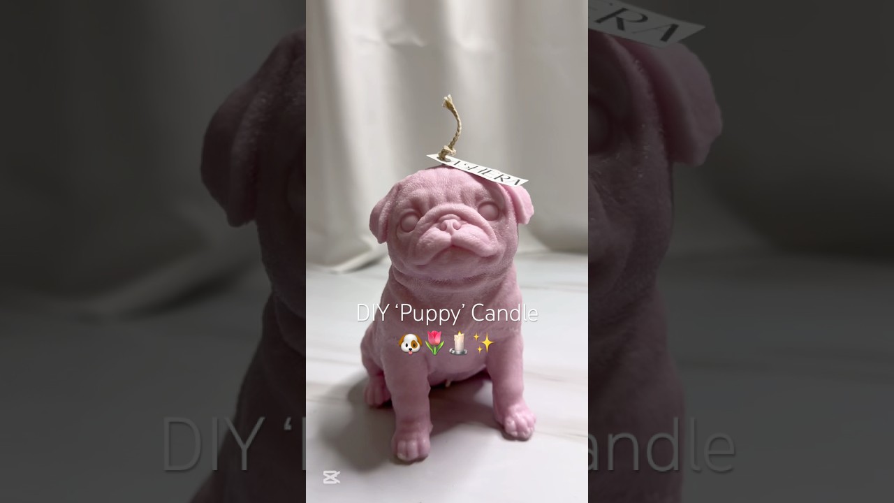 DIY &lsquo;Puppy&rsquo; Candle | ASMR🐶🌷✨ #candle #candles #candlemaking #diy #candlebusiness #dog #pink #eco