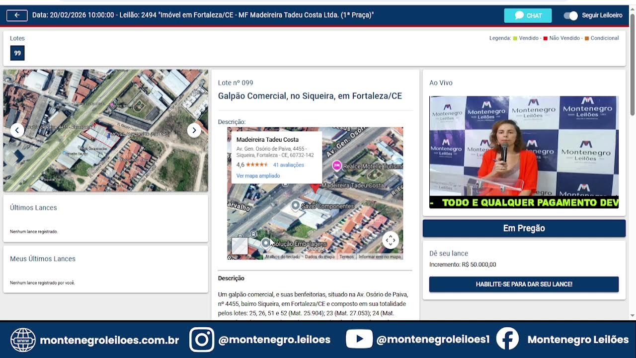 LEILÃO - MF Madeireira Tadeu Costa Ltda. (1ª Praça)