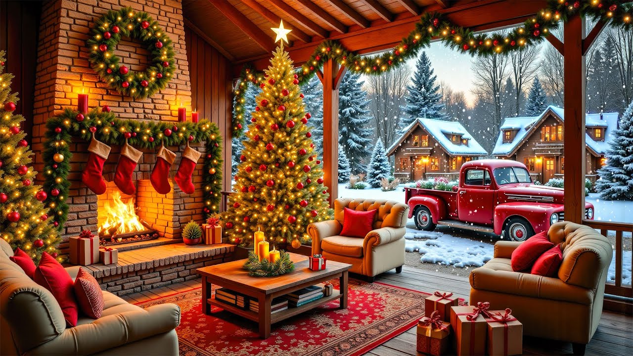 Relaxing Christmas Music Fireplace 🎄 Cozy Christmas Ambience Music 🔥 Christmas Fireplace Background