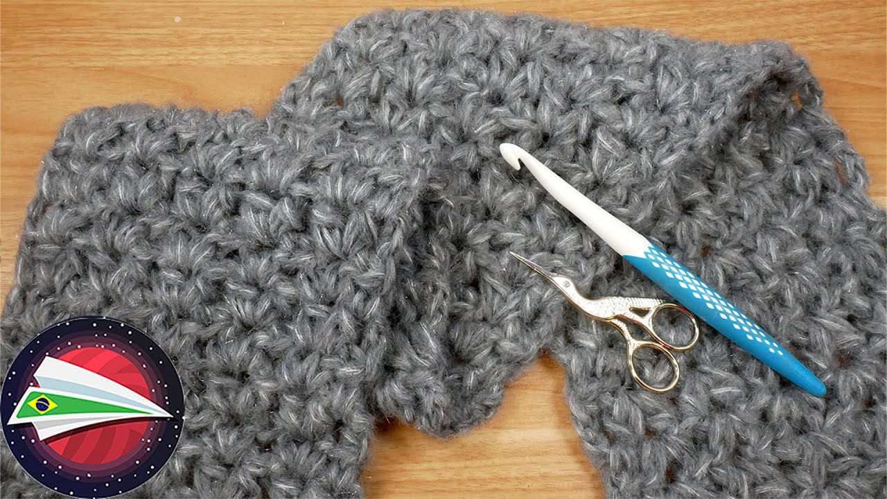 Croché | Cachecol aconchegante com lã dupla | Cachecol brilhante rápido e fácil