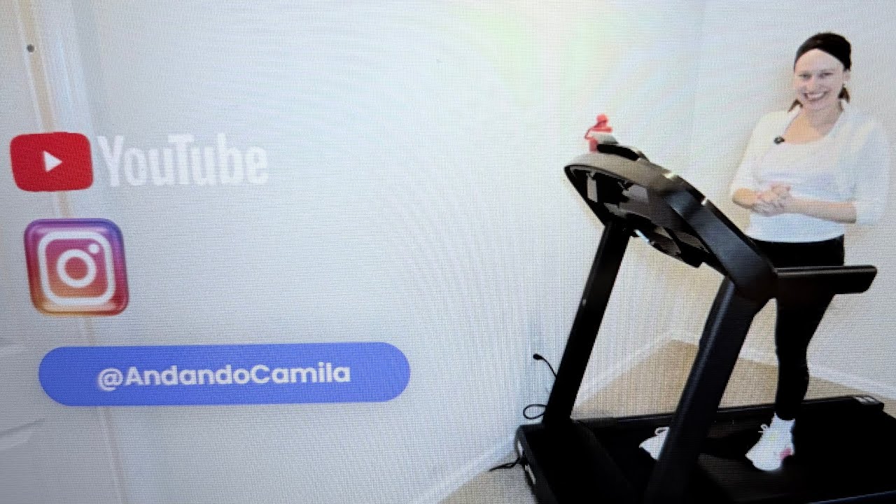Andando com Camila. Treino na esteira. Exercício de baixo impacto.