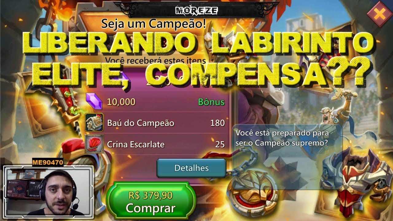 LIBEREI LABIRINTO ELITE COM PACOTE DO CAMPEÃO - LORDS MOBILE