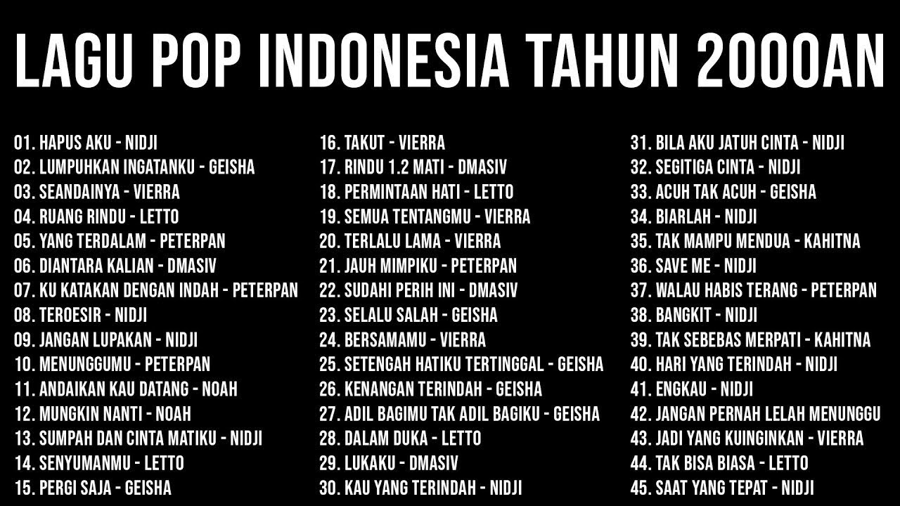 Lagu Pop Indonesia Tahun 2000an