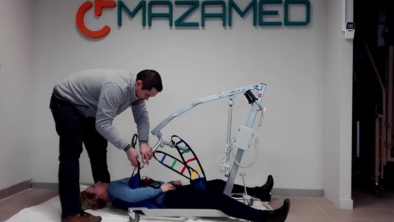 podnośnik MEVA - PODNOSZENIE PACJENTA Z ZIEMI..