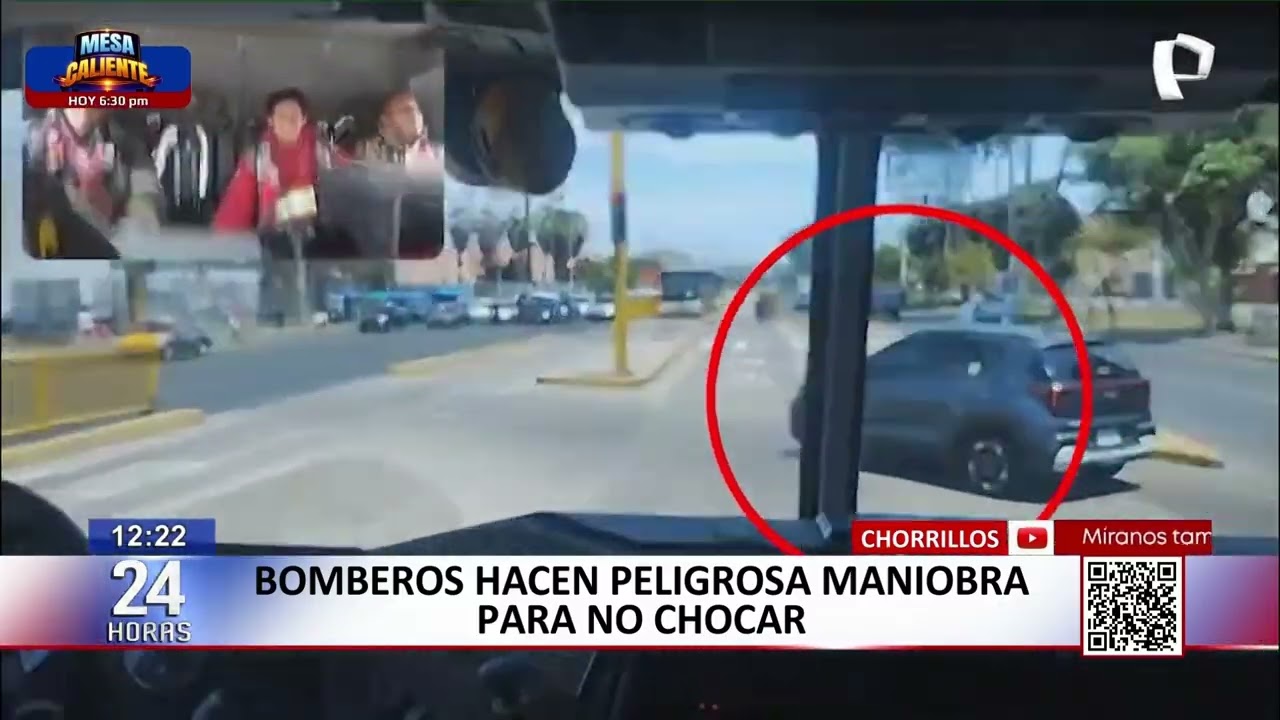 Chorrillos: camión de bomberos realiza peligrosa maniobra para evitar choque