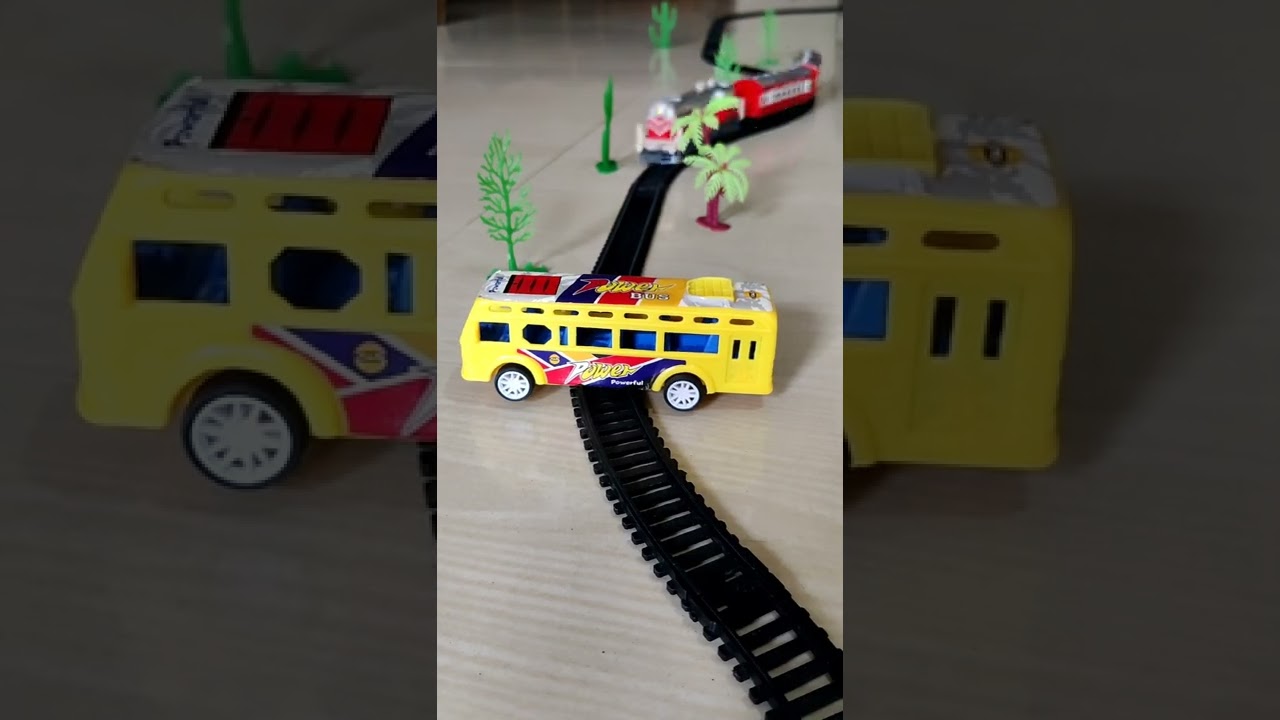 Bus is stuck on Railway track and train is approaching fast #trainaccident  #schoolbus