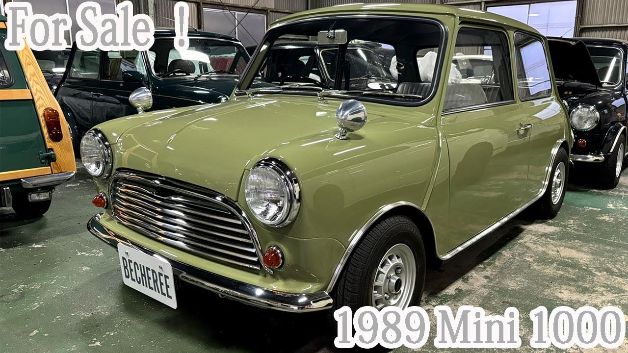ForSale！ 中古車販売 ミニデイに展示したデモカー ウイローグリーンのミニ1000！ #classicmini #rovermini #クラシックミニ #ローバーミニ