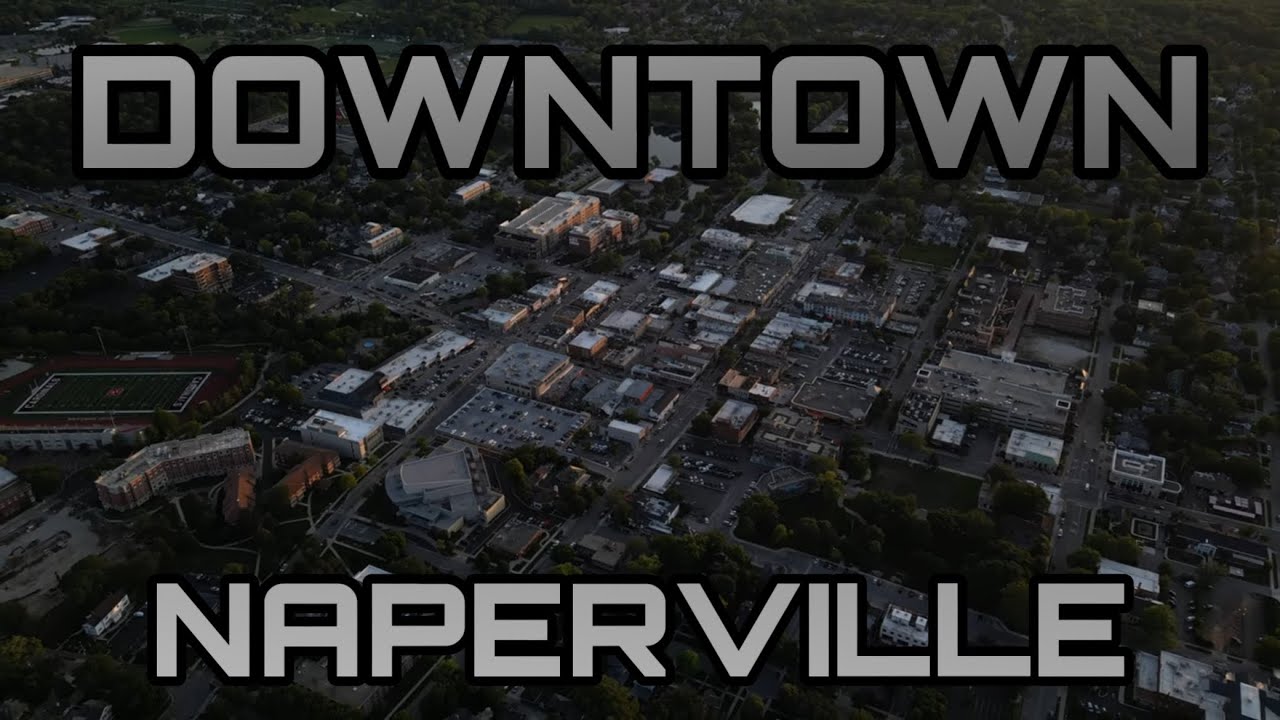 4K Drone Evening Downtown Naperville, Illinois