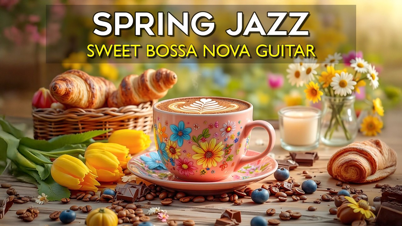 Peaceful Morning Spring Coffee Music | Blooming Flowers & Sweet Bossa Nova Guitar for Positive Mood