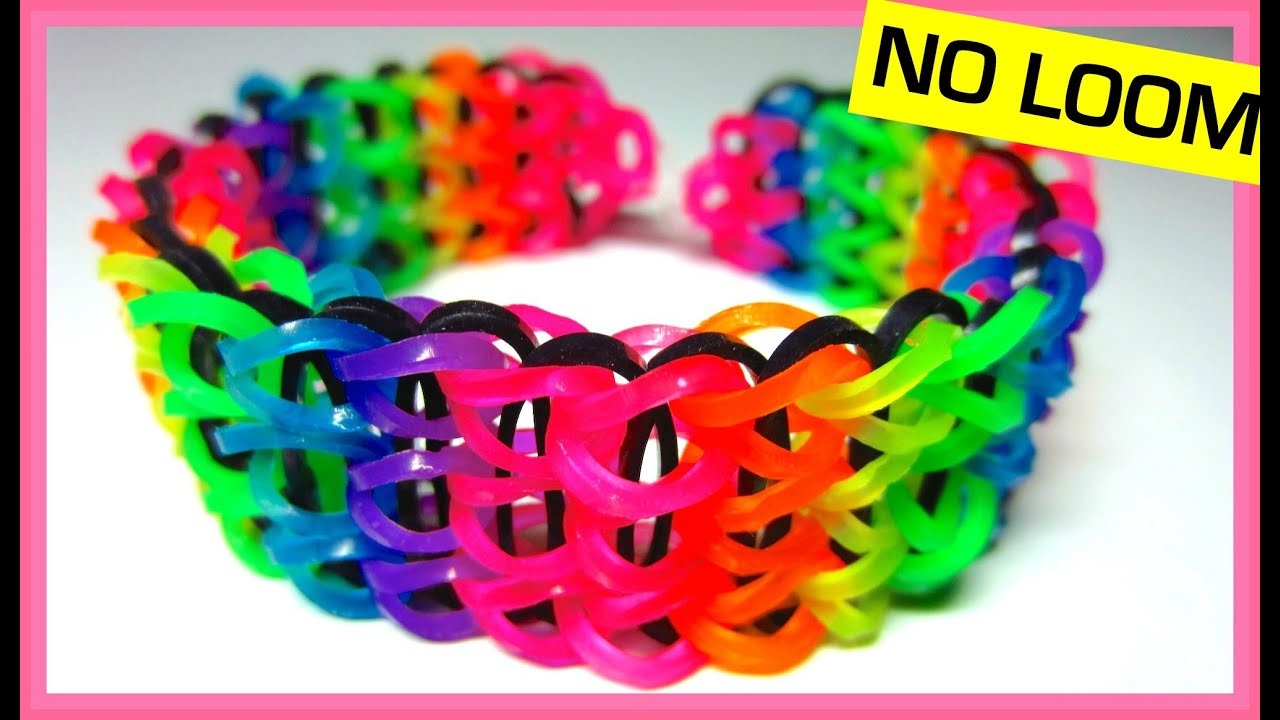 Triple Single Rainbow Loom Bracelet without Loom (on Two Forks)