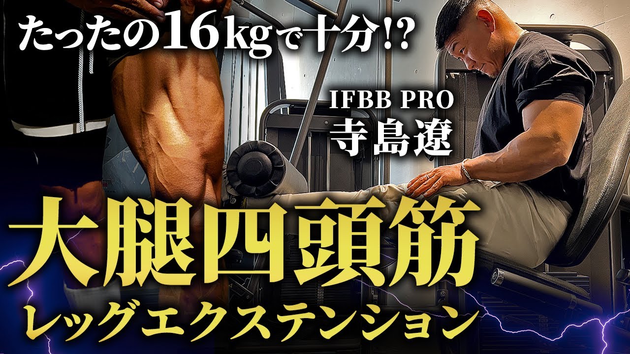 【たった16kgで十分!?】IFBB PRO 寺島式のレッグエクステンション。【大腿四頭筋トレ】