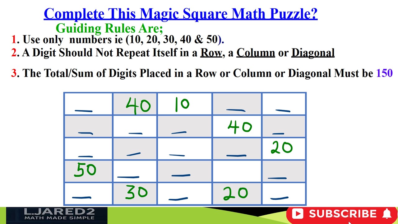 Learn How to Fill a Magic Square Puzzle Easily! 🧩 Step by Step Guide