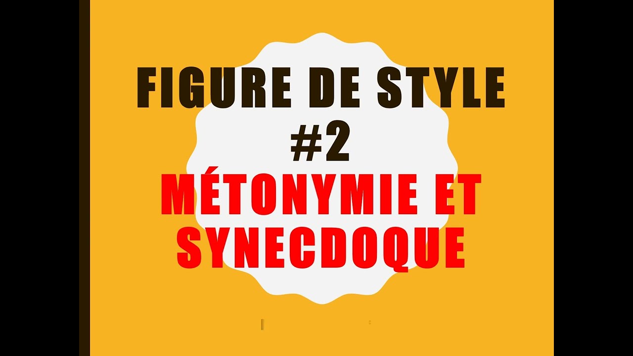 FIGURE DE STYLE #2 : Métonymie et synecdoque