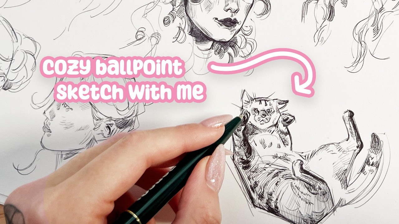 SKETCH WITH ME ✦ Cozy Rainy Day Ballpoint Sketching