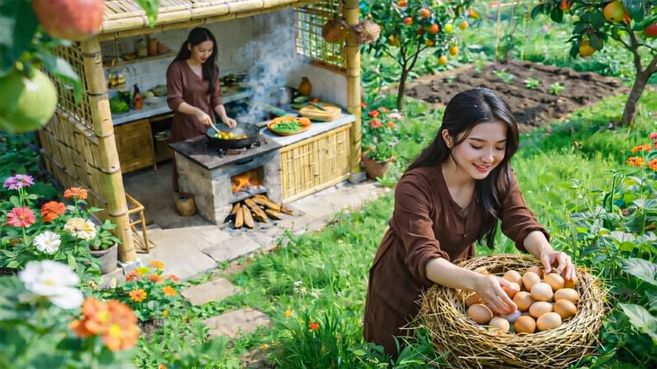 Vida Tranquila no Campo 🌿 Colhendo Ovos Caipiras e Cozinhando Omelete Simples | Rural Life