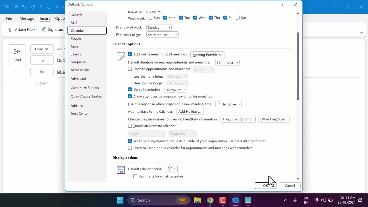How to add your availability to an Outlook Email