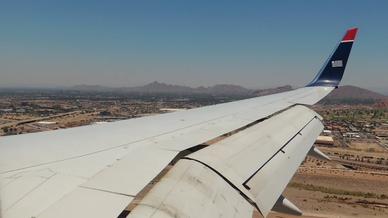 US Airways Boeing 757-200 [N909AW] hard landing, taxi, and shutdown in PHX