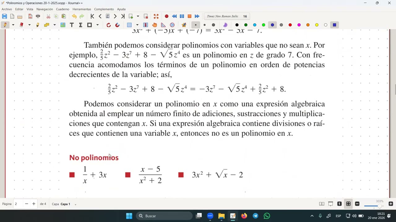 Suma y Resta de Polinomios 20 1 2026