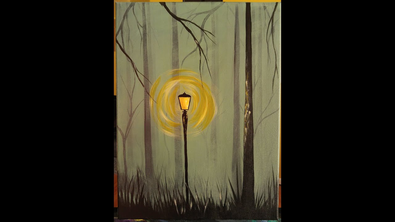Foggy Forest Step by Step Acrylic Painting on Canvas for Beginners