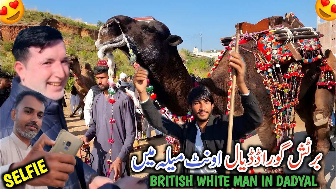 British White Man In Camel Mela Dadyal Azad Kashmir || Gora Ke Sath Logon Ki Selfie